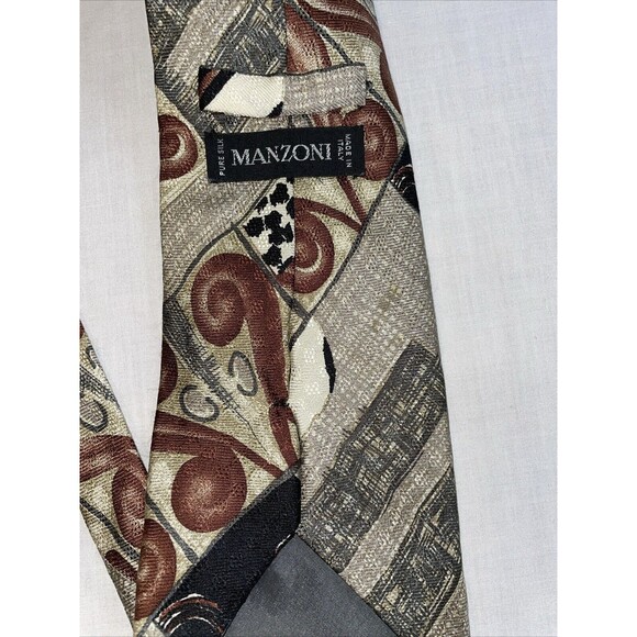 Manzoni Men’s Dress Tie Size 57” Multicolor Geometric Silk Business Formal - Picture 2 of 12